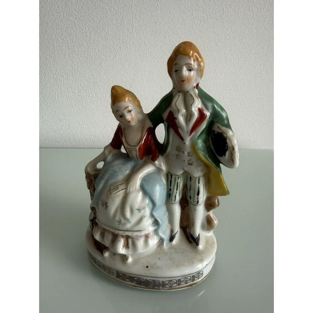 ✿ Vintage Japan Porcelain Figurine Couple 1940s–1950s Hand Painted Romantic